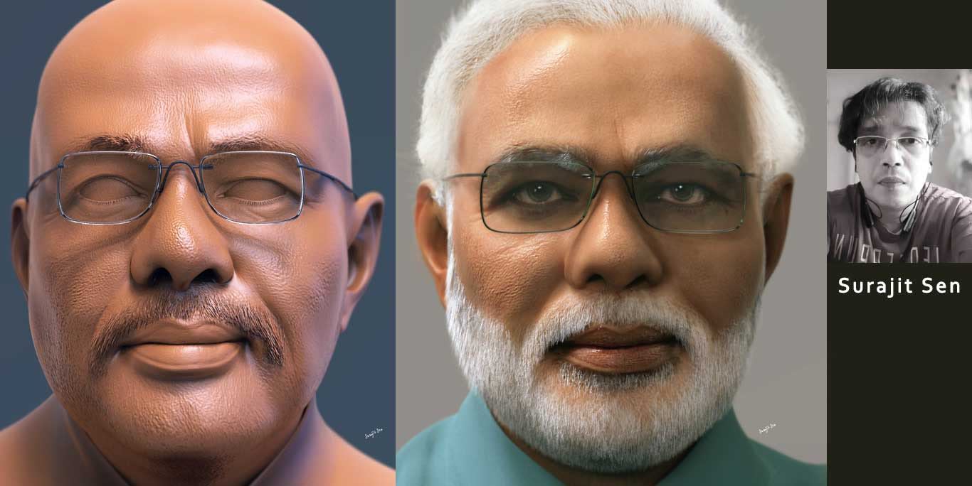 "Narendra Modi" Character development by Surajit Sen- A study of 3D Character Development